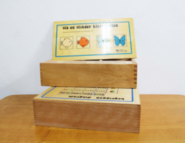 Houten vintage lesmateriaal - Rolf. Educatief retro speelgoed - Taal - Begrippen