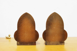 Set Art Deco boeksteunen met dobbelstenen. Houten vintage boekensteun - globe