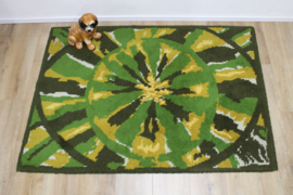 Tof groen / geel vintage vloerkleed. Retro seventies tapijt, Groovy Baby!