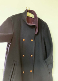 Zwarte wollen vintage mantel - Jobis. Lange winterjas voor dames - 42