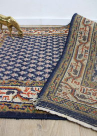 Handgemaakt blauw Oosters kleed - Mir. Wollen vintage tapijt