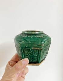 Groen vintage gemberpotje. Originele Oosterse pot / vaasje