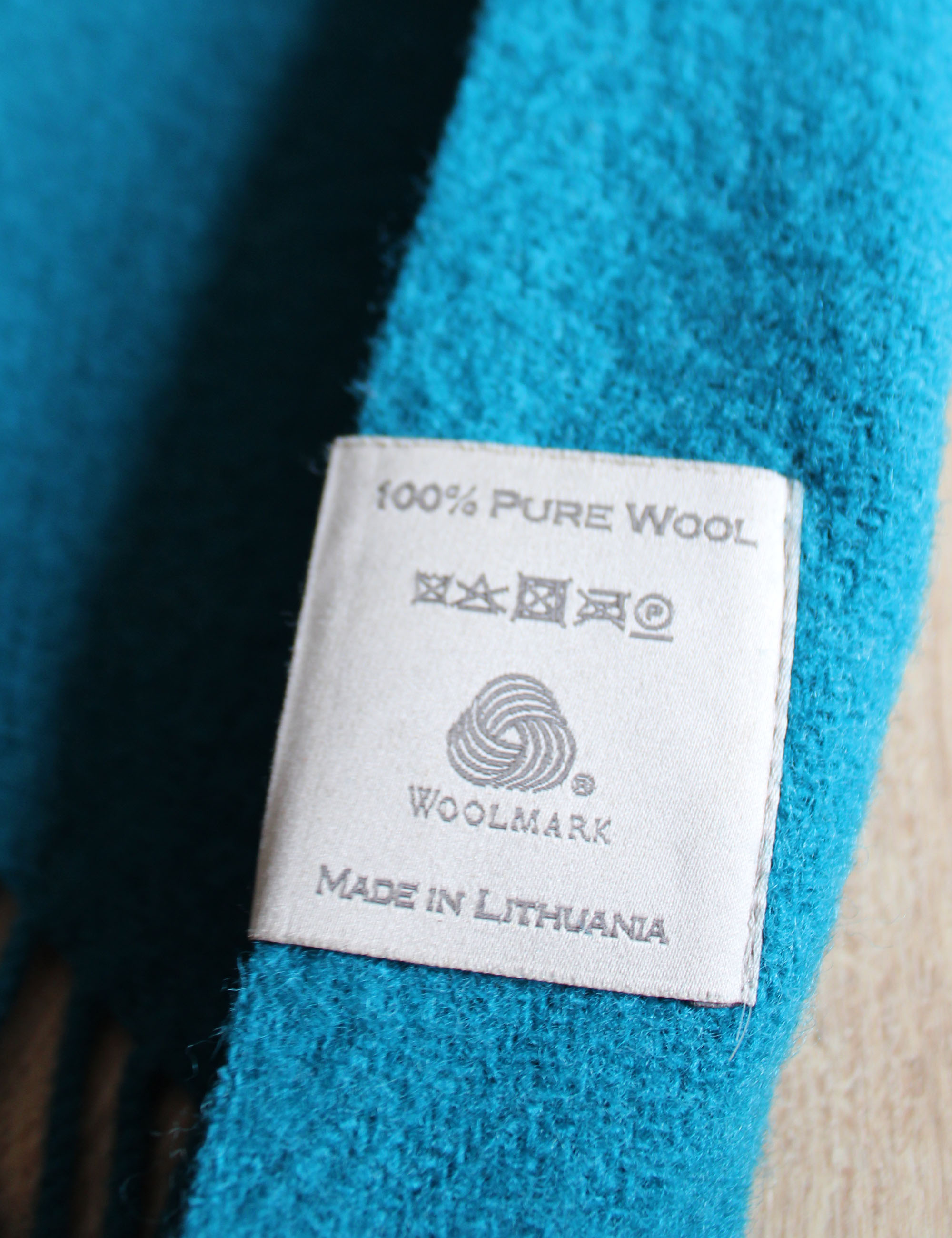 Azuur blauwe wollen plaid, Silkeborg Uldufspindiri. Zachte deken.