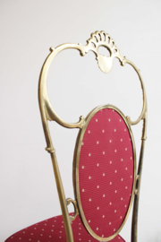 Antieke koper / messing stoeltje, Chiavari-stijl. Vintage Regency stoel.