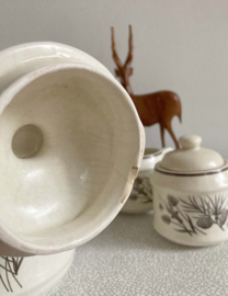 Vintage theepot met roomstel- Pinewood W.H. Grindley. Aardewerk retro servies