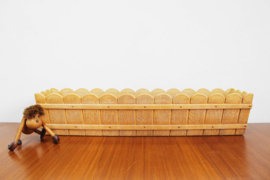 Grote vintage bloembak, EMSA? Retro plantenbak met houtdecor