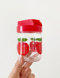 Set vintage voorraadpotten met appeltjes. Glazen retro potten, Henkel