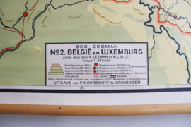 Vintage schoolplaat van België en Luxemburg. Oude retro landkaart / poster