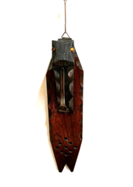 Houten brutalist wandkapstok. Vintage plantenhaak