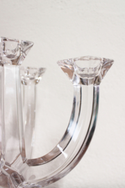 Glazen vintage kandelaar. Vijfarmige  kandelaber van loodkristal.