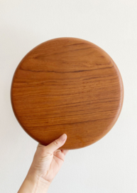 Teakhouten vintage fonduebord. Retro bord/ schaal met vakjes