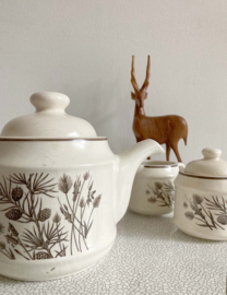 Vintage theepot met roomstel- Pinewood W.H. Grindley. Aardewerk retro servies
