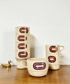 Vintage campingservies - rosti Mepal. 7 retro bekers en kopjes.