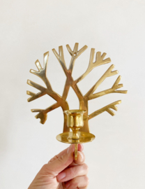 Messing wandkandelaar met levensboom. Vintage kandelaar - brass
