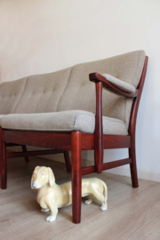 Prachtige Deense design bank - Farstrup Møbler. Retro sofa met beige wollen bekleding