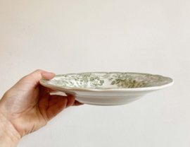 Set van 6 stenen borden. Groen/witte vintage bordjes - Ironstone tableware