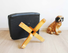Vintage Ottoman met lederen kussen, Unico? Scandinavisch design voetenbank