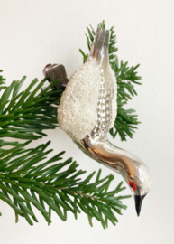 Glazen vintage kerstversiering - vogel. Antieke kerstbal op knijpertje