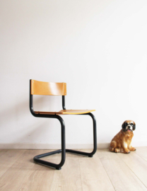 Industriële retro schoolstoel. Hout/metalen vintage slede stoel - Højde