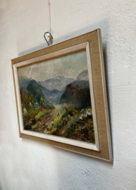 Origineel schilderij van een berglandschap. Impressionistisch tafereel / landschap