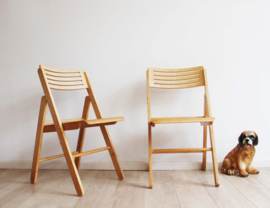 Set van 2 houten vintage klapstoelen. Retro folding chairs,  IKEA?