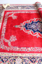 Groot handgeknoopt Oosters tapijt met bloemen. XXL Vintage Perzisch kleed, Kirman/Kerman