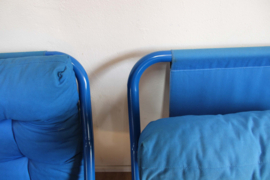 Set blauwe fauteuils - Mio ?  Deense retro design stoelen.