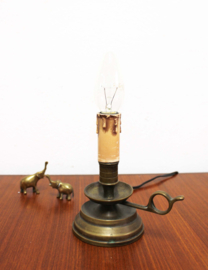 Goudkleurige tafellampje met creme kap. Vintage lamp