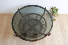 Ronde vintage Manou  salontafel. Rotan retro tafel uit de '70's.