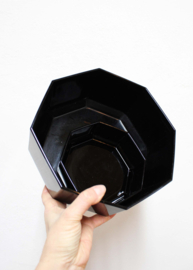 Set glazen vintage schaal- Arcoroc -France - Octime. Twee zwarte retro schalen