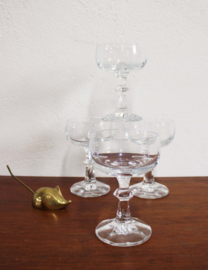 4 kristallen champagne coupes. Set vintage wijnglazen