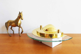 Goud kleurige messing wandlampje, Kappa - Dijkstra? Vintage Hollywood Regency lampje