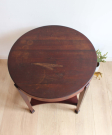 Ronde Art Deco tafel. Houten vintage salon / bijzettafel - Amsterdamse School