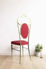 Antieke koper / messing stoeltje, Chiavari-stijl. Vintage Regency stoel.