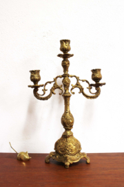 Vintage kandelaar, koper/ messing? Goudkleurige Regency kaarsenhouder