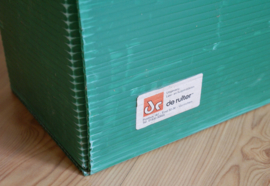 Groene vintage koffer met 18 geschiedenis schoolplaten. Retro lesmateriaal, met boekjes over de Nederlandse geschiedenis