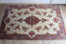 Groot handgeknoopt Perzisch tapijt met bloemen. Oosters vintage kleed, Kirman/Kerman