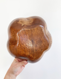 Set van 2 houten vintage schalen. Retro bakjes in bloemvorm