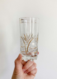 Set vintage longdrink glazen. Retro glaswerk met gouden details