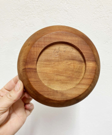 Set houten vintage bakjes. 5 retro schaaltjes, 1 groot 4 klein