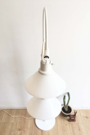 Witte vintage vloerlamp - P.J.Copini? Retro design lamp met 2 glazen kappen.