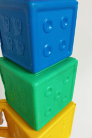 Vintage Fisher-Price stapelblokken. Retro speelgoed met cijfers en plaatjes - 2322 - compleet