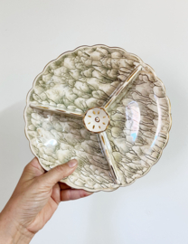 Keramieken vintage schaal / bord met vakverdeling