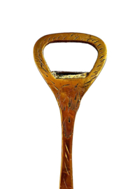 Vintage messing tafelbel met  flesopener. Goudkleurige opener met bel.