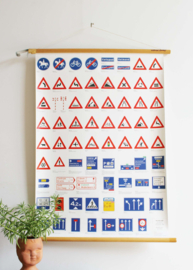 Retro schoolplaat - Verkeersborden. Vintage poster / wandkaart