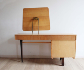 Vintage kaptafel met spiegel. Houten Mid Century kast / retro dressoir