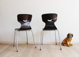 2 retro schoolstoelen - Smiley - Adam Stegner. Vintage  Galvanitas stoelen.