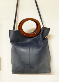 Blauw lederen Micmacbags tas - Lumberjill - Shopper. Leren handtas