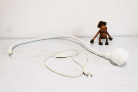 Buigbare vintage Snake lamp. Witte retro design lamp in Hebi stijl.