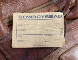 Originele leren Cowboysbag. Bruin lederen tas / schooltas / duffelbag